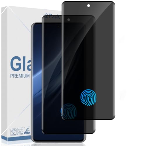 [2 Pack] Galaxy S21 Ultra Privacy Screen Protector 9H Tempered Glass Ultrasonic Fingerprint Support 3D Curved Anti-Spy Film Anti-Fingerprint for Galaxy S21 Ultra 5G Screen Protector (6.8 Inch)