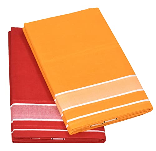 Image of TUNI MANI Men's Cotton Dhoti /Kerala Style Dhoti, 2.0meter (Pack of 2)