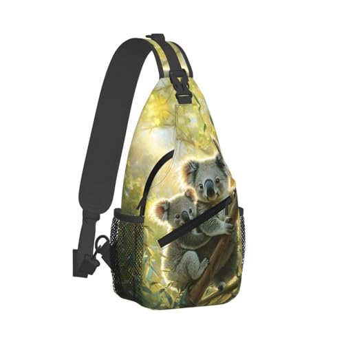Mochila Pequeña Unisex Sling con Estampado de Hojas Koala miniatura 2