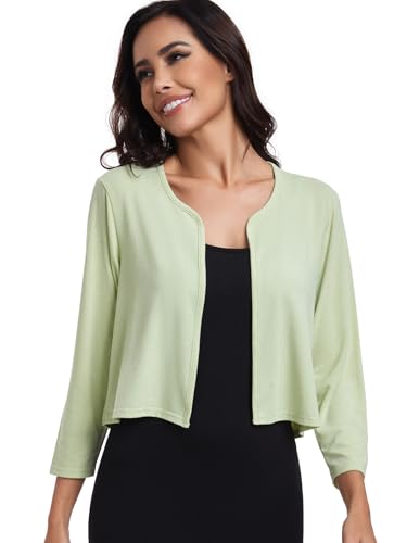 Womens Cropped Cardigans Lightweight 3/4 Sleeve Knit Bolero Shrugs Sweater Tops