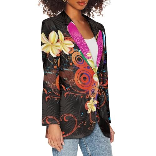 Tongan Puletasi Samoa Ptaha Plumeria Flower Elegant Lady Office Casual Plus Size Long Suit Jacket for Women Blazers2