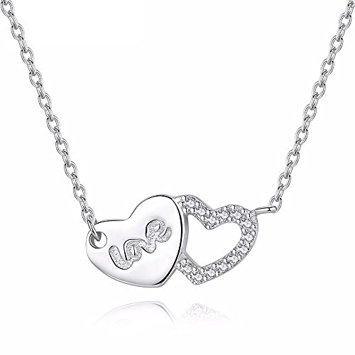 Collier double cœur en zircone, le cadeau romantique idéal pour femme