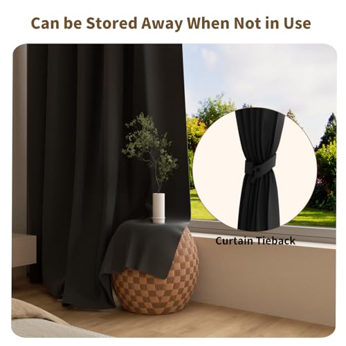 Image of Ceiling Mount Room Divider Curtains,Track Sets for Room Separation,Black | Ceiling mount track set included,Blackout curtains thermal insulated & noise reduction fabric,For bedroom room separation