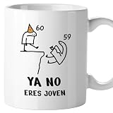 El Kraken Taza cumpleaños Ya no eres joven, Tazas originales, divertida, graciosa, humor, hombre, mujer, 40-70 años, Regalo para amigas, compañeros de trabajo, Cerámica 330 mL (60 años)