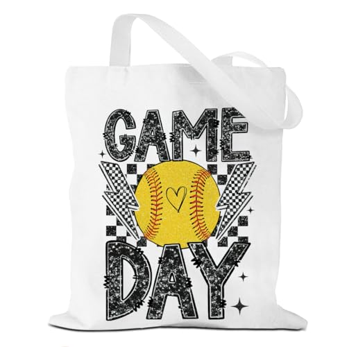 Funny Baseball Tote Bag, Cute Canvas Tote, Reusable Grocery Shopping Shoulder Bag for Travel, Work Beach, Funny Game Day Baseball Gifts for Women Men Baseball Player Bestie Friend Birthday Christmas