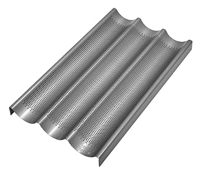 Chicago Metallic Commercial II Non-Stick Perforated Baguette Pan. Creates a crisp, golden-brown crust, 16 L x 9 W x 1.5 H