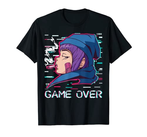 Game Over Smoking Cigarette Senpai Manga Anime Tee T-Shirt