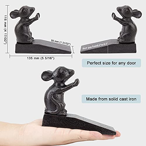 Earl Diamond Cast Iron Door Stop | Door Wedge | Heavy Decorative Door Stopper - Stop Your Bedroom, Bath And Exeterior Doors 4.5X5.3" (Mouse) #TOP1