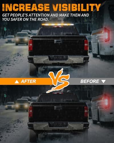 XRIDONSEN 45.5" 128 LED Roof Strobe Light Bar Amber White Emergency Lights - 1