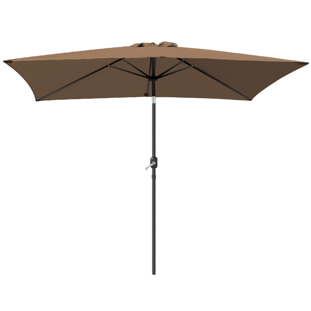 Blümme 2x3M Aluminum Rectangular Parasol Patio Outdoor Sun Shade Umbrella Taupe with Tilt Crank