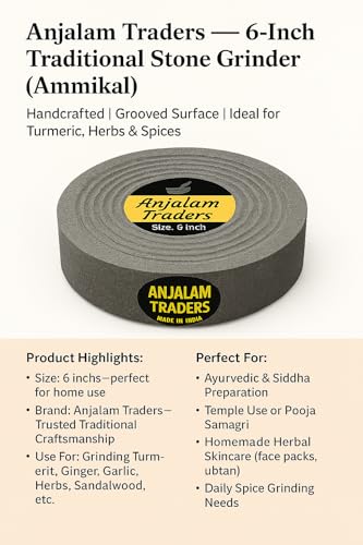 Image of Herbals Turmeric Haldi Grinding Stone, Chandan Mortar, Sandalwood Rubbing Stone (Big Size=13cm)