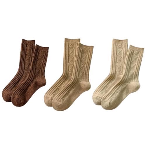 HUBGFEQ New Women's Wool Winter Thickened Warm Mid-Calf Socks. Stylish Solid-Color Warm Socks. Perfect F-One Size