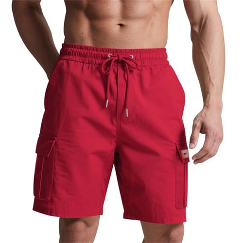 Pantalones Cortos Hombre Trabajo Verano Casual Pantalon Corto Cargo Ligero Pantalón Corto Deporte Con Bolsillos Vintage Bermudas Suave Ropa Deportiva Cómodo Shorts Deportivo Transpirables Correr Playa