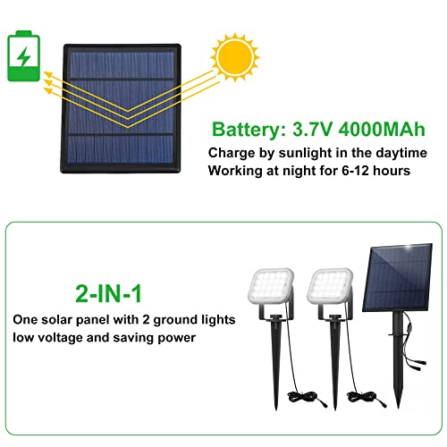 Crepow Solar Spotlights Outdoor, 20 Led Ip65 Waterproof Solar Landscape Spotlights, Dusk-To-Dawn 6000K Daylight Solar Outdoor Lights For Yard Garden Driveway Porch Walkway, 2-In-1 #TOP6