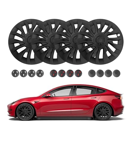 PM Auto Set 4 Wheel Covers Refresh Edition Hubcaps For 2023-2025 Tesla 3 18 inch Wheel