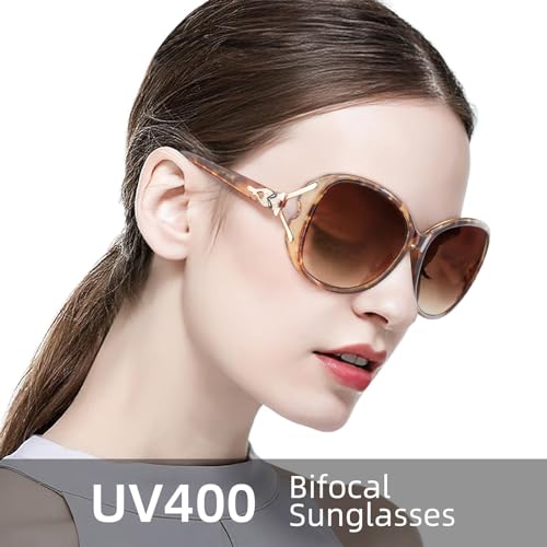JM Classic Bifocal Reading Sunglasses for Women Vintage Reader Glasses Outdoor Brown(200838) +2.25 - Image 2