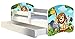 Letto per bambino Cameretta per bambino con materasso Cassetto ACMA II (02 Animaletti, 140x70 + Cassetto)