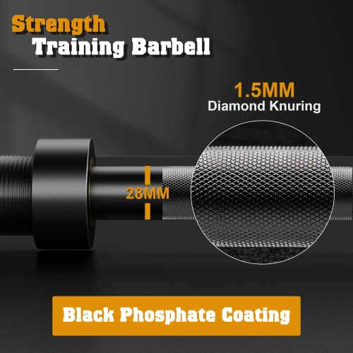 Image of FEIERDUN 7FT Olympic Barbell, 1900LBS Strength Training Bar for Weight lifting, Alloy Steel, Center knurl, Suitable for 2 inch Plates