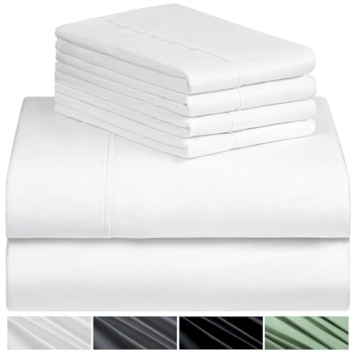 Reviews de Sabanas king size del mes. 45 VIOPY Juego de Sábanas de 4 Piezas para Cama King Size,Blanco,Suave y Hipoalergénico,Funda de Cama de Microfibra,Juego de Ropa de Cama,Hotel de Calidad Bed Sheets