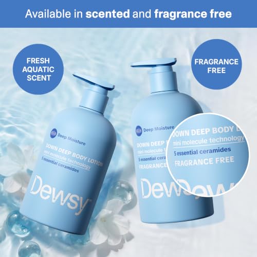 Image of Down Deep Ceramide Body Lotion for Dry Skin, Scented, Hydrating Body Moisturizer with 5 Ceramides and Mini Molecule Technology, Fast-Absorbing Facial-Grade Skincare, 16 oz