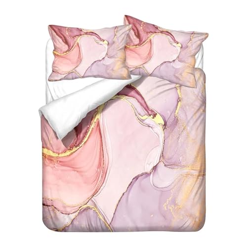 Housse de couette marbre rose et or chic pour lit double et queen size