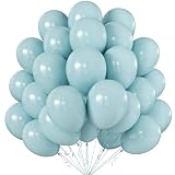 KALOR 12 Inch Retro Mist Blue Balloons, 50 Pcs Latex Helium Balloons for Kid's Birthday Party, Baby Shower, Wedding, Graduate Party Decorations