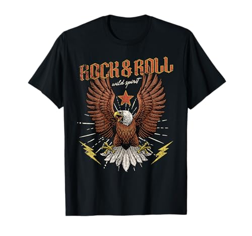 Rock and roll eagle vintage rock music freedom t-shirt