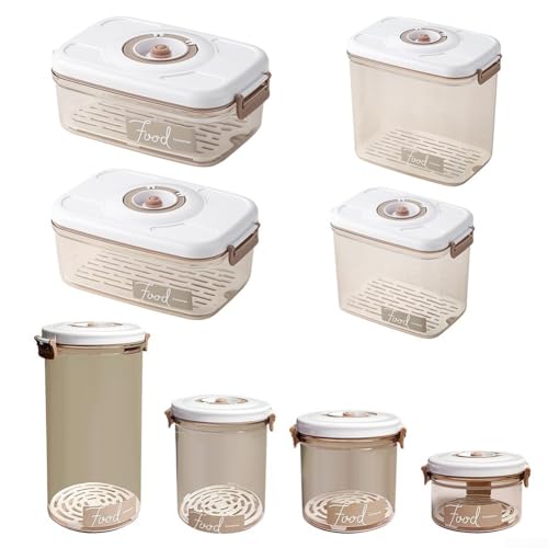 Caja de almacenamiento al vacío para conservación de alimentos con sellado a prueba de fugas y tapa fácil de abrir (redonda, 2,3 L)
