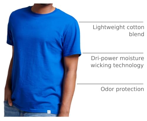 Image of Russell Athletic Mens Dri-Power Short Sleeve Tees, Moisture Wicking, Odor Protection, UPF 30+, Sizes S-4x