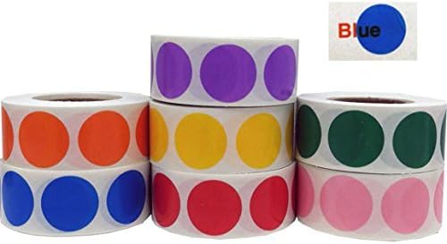 Translucent Color Coding Dot Stickers - 3/4" Inch Round Bulk Pack | Purple, Orange, Blue, Yellow, Red, Green Pink | 3,500 See Through Colored Labels