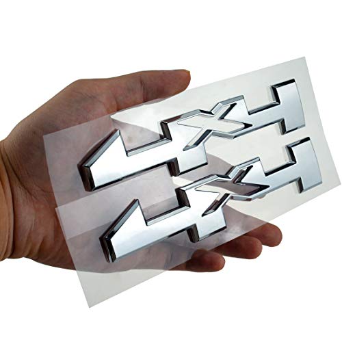 Image of 2Pack 4 x 4 Door Emblem 3D Badge 4x4 Nameplate Letter Compatible with 1500 2500Hd 3500Hd SUV Truck (Chrome)