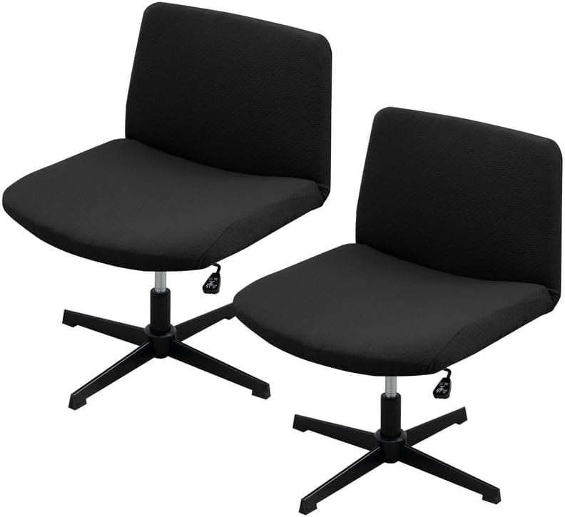TOPCHANCES Armless Chair Slipcover,Waterproof Criss Cross Chair Cover,Office Desk Chair Covers Stretchable,Mid Back Wide Seat Accent Chair Covers Without Arms for Computer Task Vanity Chairs