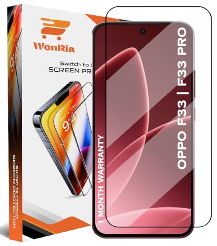 Image of WonRia Pack 1 - Tempered Glass for Oppo F33 | Oppo F33 Pro 5G [1 Month Warranty] Edges to Edge 9H Hardness Screen Glass Protector with Easy Installation kit