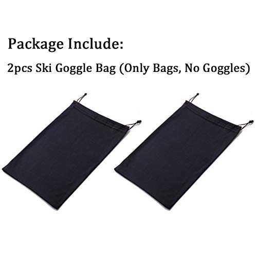 Seapon Ski Goggle Bag, Protection Bags for Snow Goggles Ski Mask, Carrying Pouch for Goggle Replacement Lens Camera Lenses, Soft Micro-Fiber Protective Storage Case Sleeve With Draw String, Pack of 2