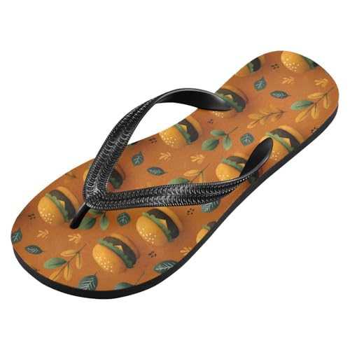 Flip Flop Sandals Cartoon Hamburger Print for Women Men Beach Outdoor XS2