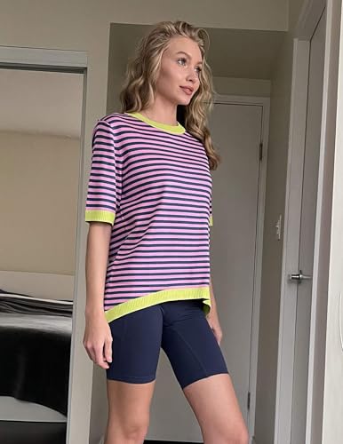 Image of Zeagoo Womens Summer Tops Dressy Casual Short Sleeve Sweaters Crew Neck Lightweight Knit Tops Loose Blouse Basic Shirts
