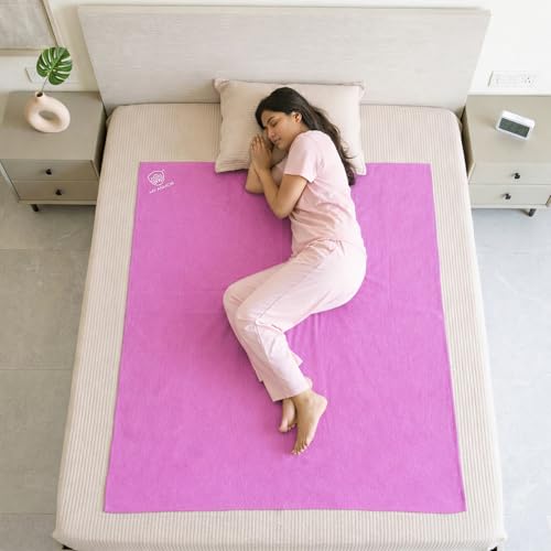 MY ARMOR Quick Dry Waterproof Double Bed Protector Sheet - X-Large 140x200 cm, Pack of 1, Baby Pink