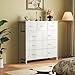 DUMOS Dresser for Bedroom, Storage Organizer with 9 Drawers, Chest of Drawers with Fabric Bins, Sturdy Metal Frame, Wood Tabletop for Guest Room, Closet, Entryway, White
