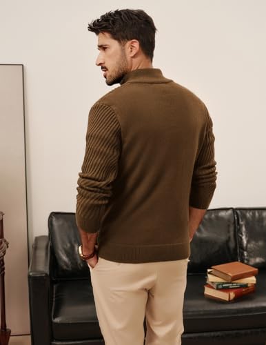 PJ PAUL JONES Mens Quarter Zip Pullover Sweaters Casual Knit Twill Texture Sweater2