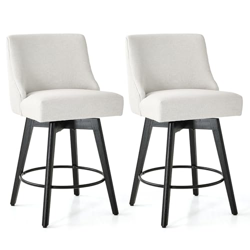Image of 26 inch Counter Height Swivel Bar Stools, Set of 2, Cream