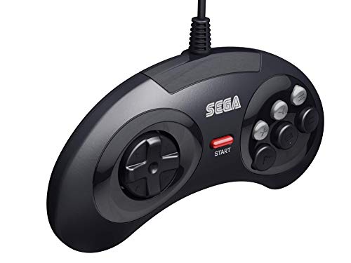 Retro-Bit Official SEGA Mega Drive USB 6-Button Controller for MEGA DRIVE MINI CONSOLE, PC, Switch, Mac, Steam, RetroPie, Raspberry Pi - Black (Nintendo Switch///)