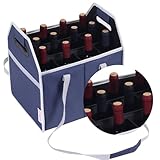 HOMBYS 12 Bottle Wine Carrier with Adjustable Partitions, Wine Bottles Boxes for Moving, Durable & Reusable with Straps for Liquor Champagne Beer Glasses, For Storage, Shopping Travel Camping