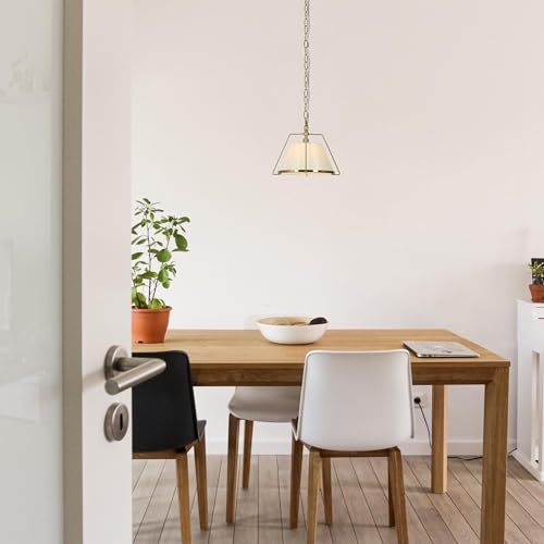 GEPOW Gold Pendant Light, Large Brass Pendant Lighting for Kitchen Island, Modern Adjustable Hanging Light Fixture with White Fabric Shade for Foyer,Dining Room and Sink by GEPOW - Image 4