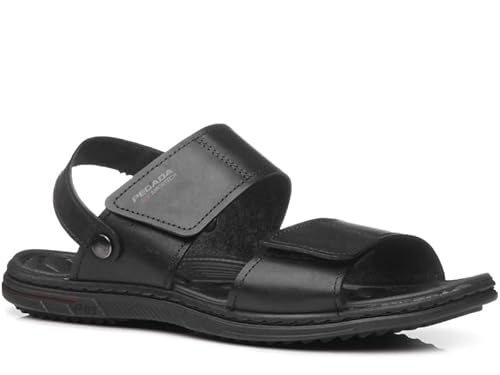 Sandália Papete Masculina Couro Calce Fácil Pegada Conforto Cor:Preto;Tamanho:39