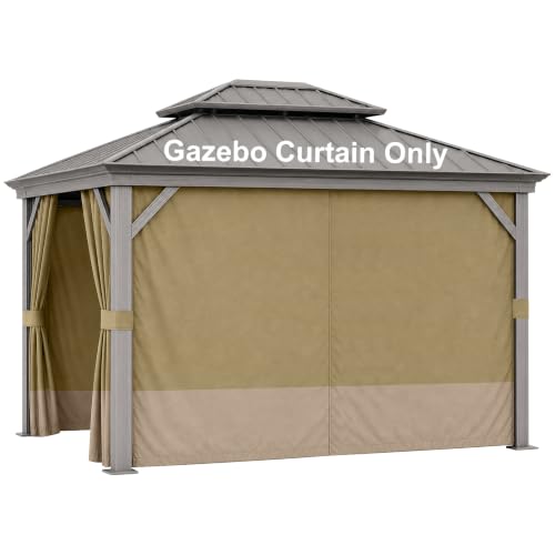 BPS 12'x12' Gazebo Privacy Curtain Replacement, Universal 4-Panel Sidewall