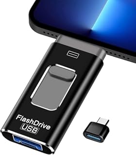 USB Stick 128GB,Flash Drive for iPhone 6/7/8/11/12/13/14/X/XR - 4 in 1 Photo Memory Stick External Storage Pen Drive Compatible for IOS/Android/Tablet/PC and Devices (Black, 128G)