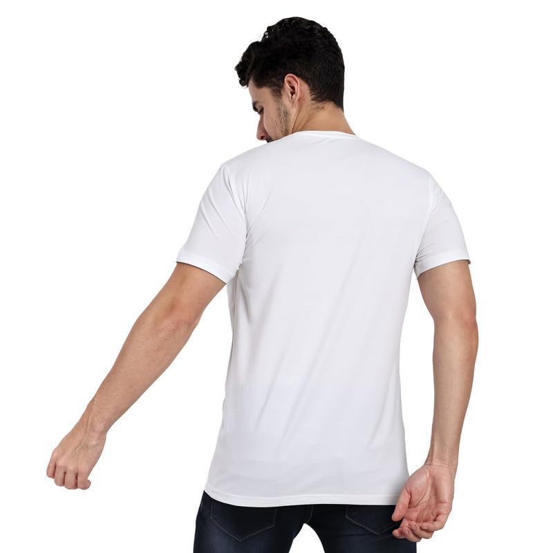 Image of ONE SKY Round Neck T Shirts for Men, Versatile Mens Wear, Mountain Print Round Neck Gents T-Shirt, Breathable, Pure Cotton Fabric, Relaxed Fit, Stylish & Durable, Easy to Care, Gift for Men