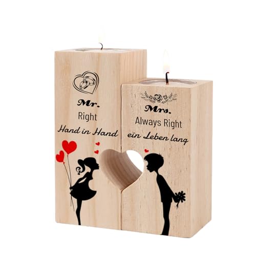 Hochzeitsgeschenke Für Brautpaar, Hölzerne Hochzeit Geschenk, Personalisierte Hochzeitskerze, 9 cm x 12 cm, Hochzeit, Verlobung Oder Jahrestag