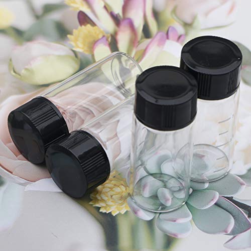 Kesell Clear Liquid Sampling Sample Glass Bottles Vials with Graduation Black Screwcap Capacity 5ml (1/6 Oz) Pack of 30