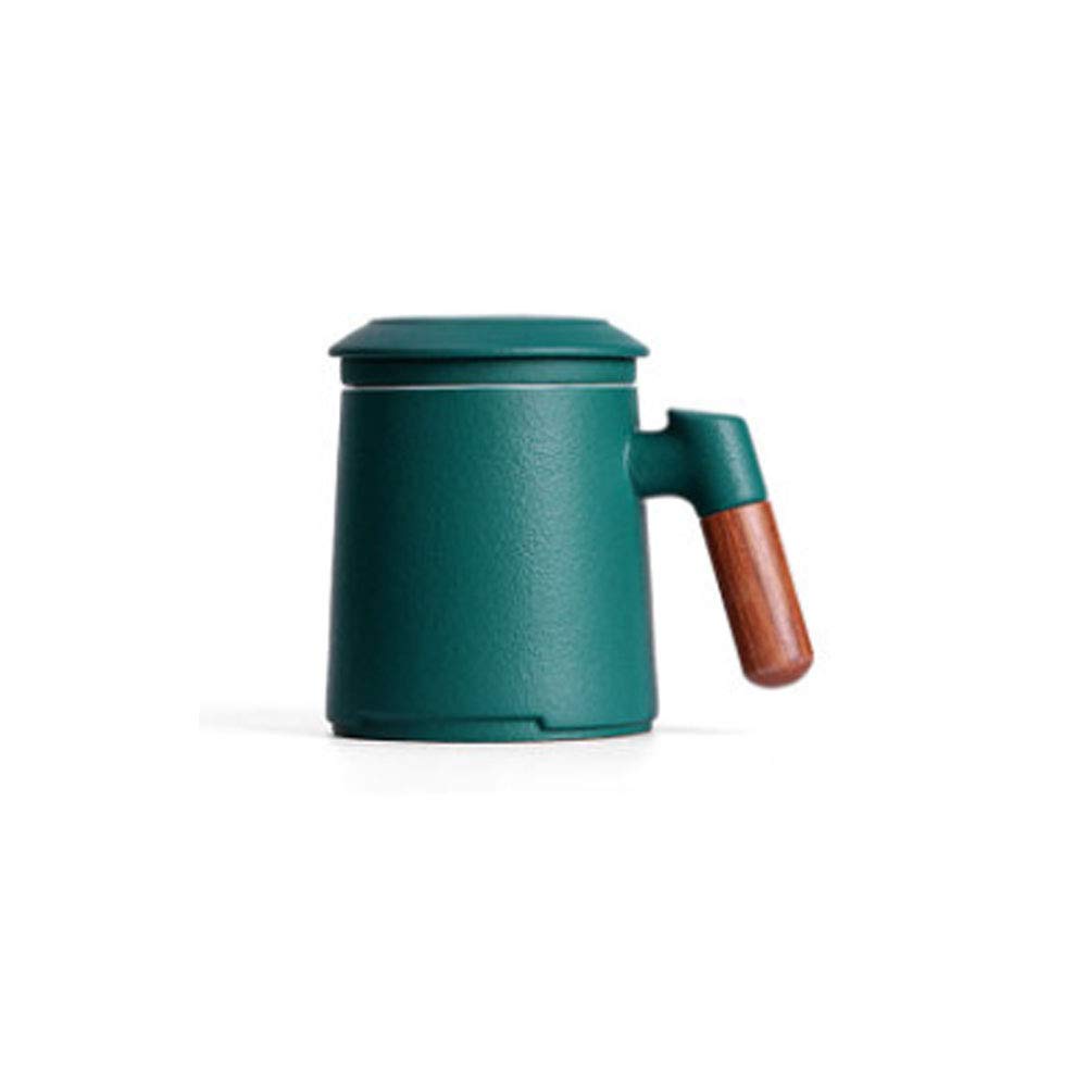 Maya Star Taza de té con Tapa y Filtro de Agua de cerámica, Taza de separación de té filtrada de cerámica, Taza de té de la Oficina NO.09